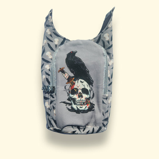 Gothic Raven Grey Crossbody Bag
