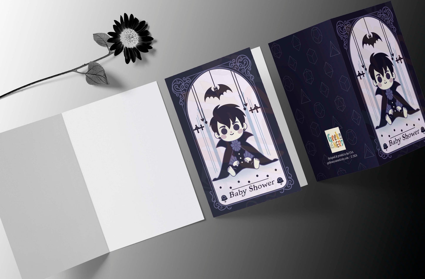 Gothic Vampire Baby Shower Greeting Card