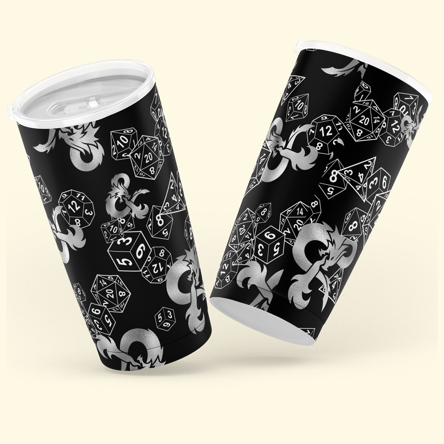 Metallic Silver Dice Tumbler 20oz