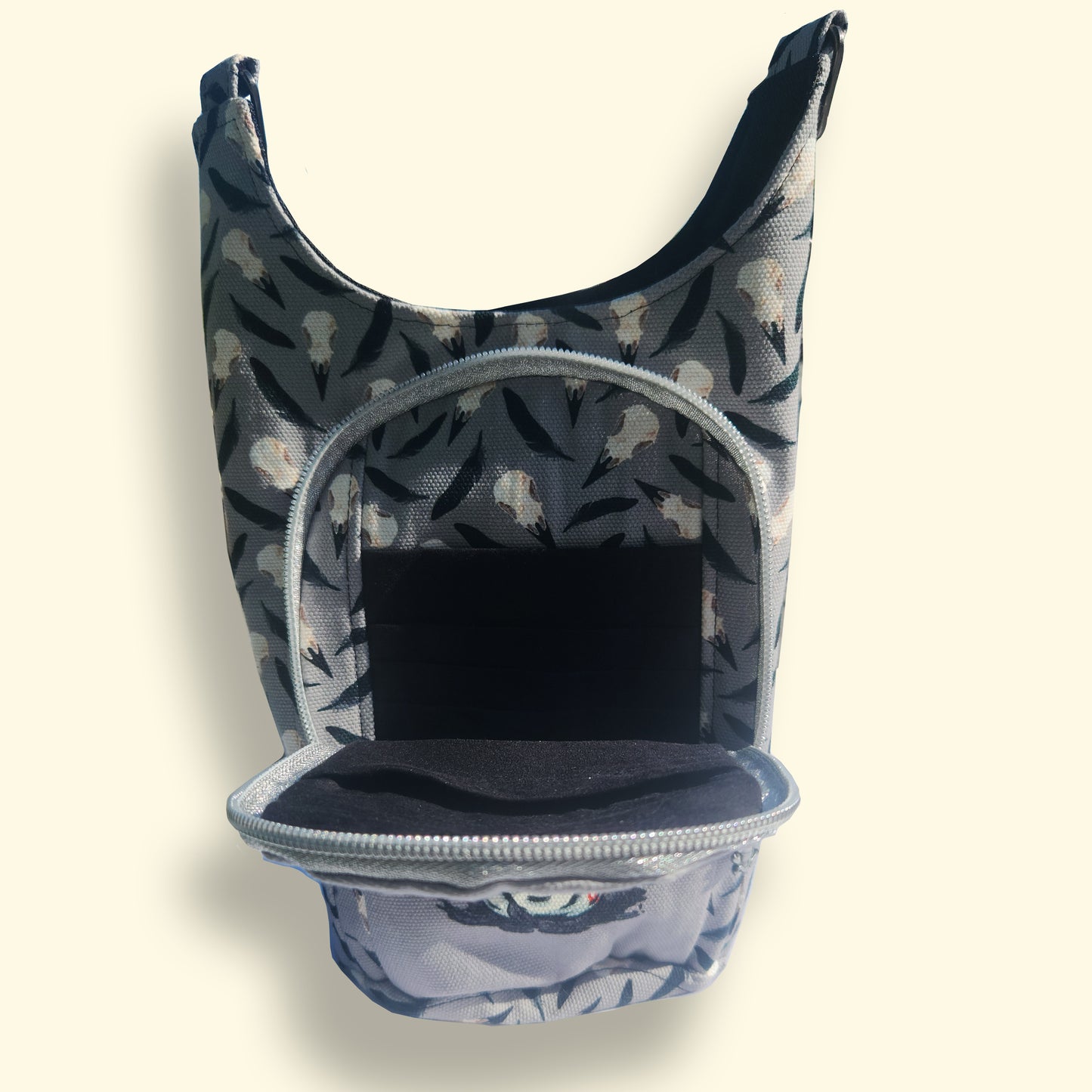 Gothic Raven Grey Crossbody Bag