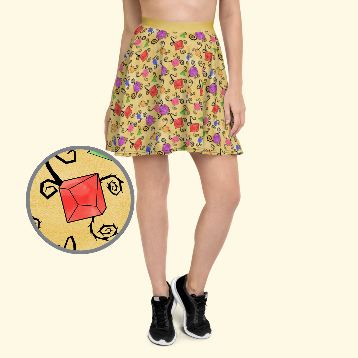 Whimsical Magic Dice Skater Skirt