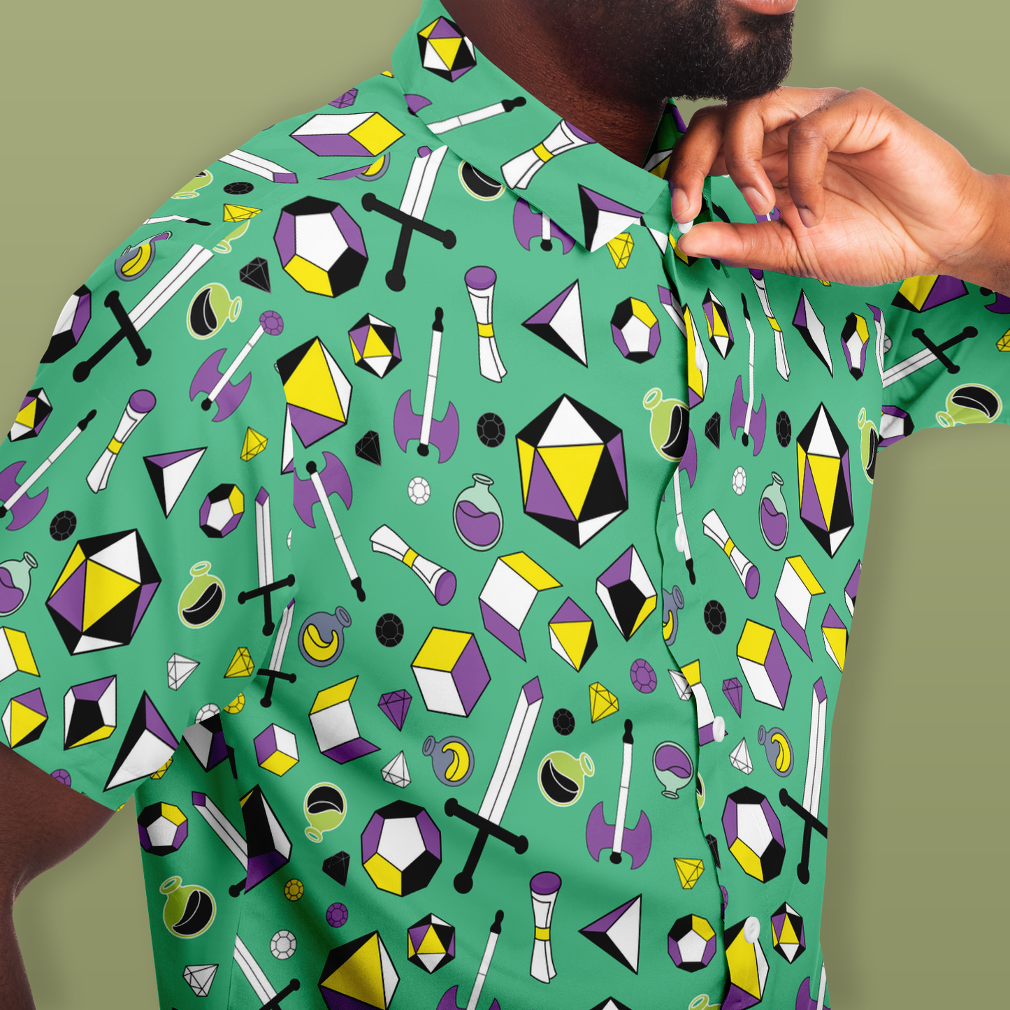 Nonbinary Gamer Button Down