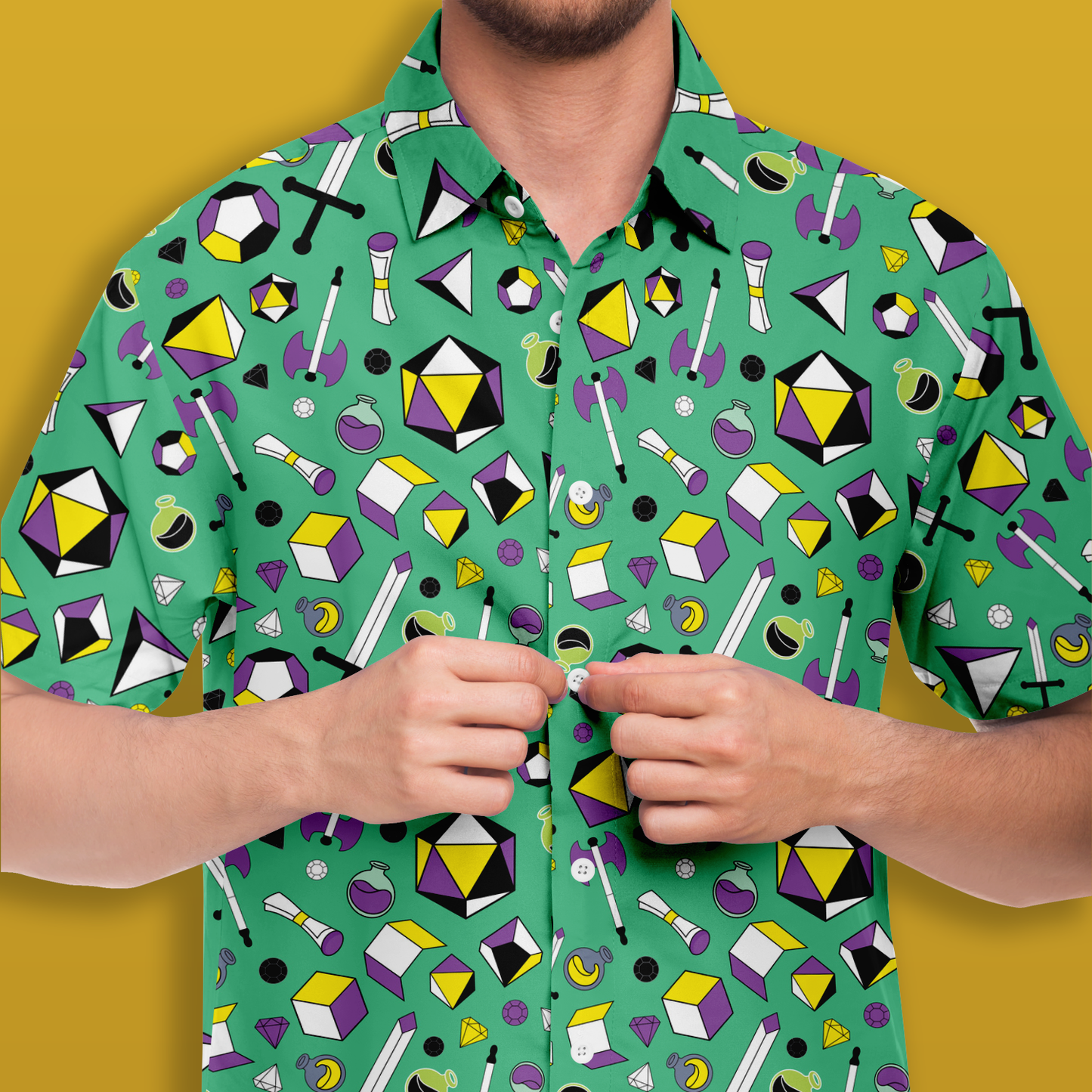 Nonbinary Gamer Button Down