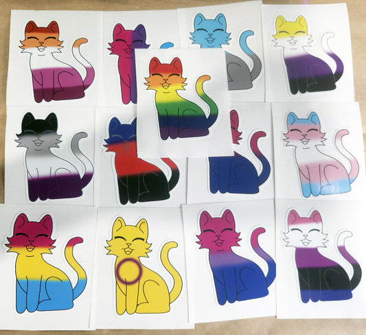 LGBTQIA+ Flags Kitty Vinyl Stickers