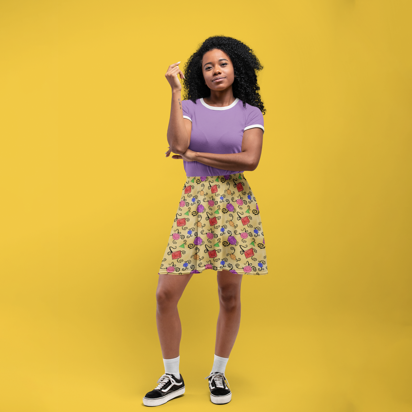 Whimsical Magic Dice Skater Skirt