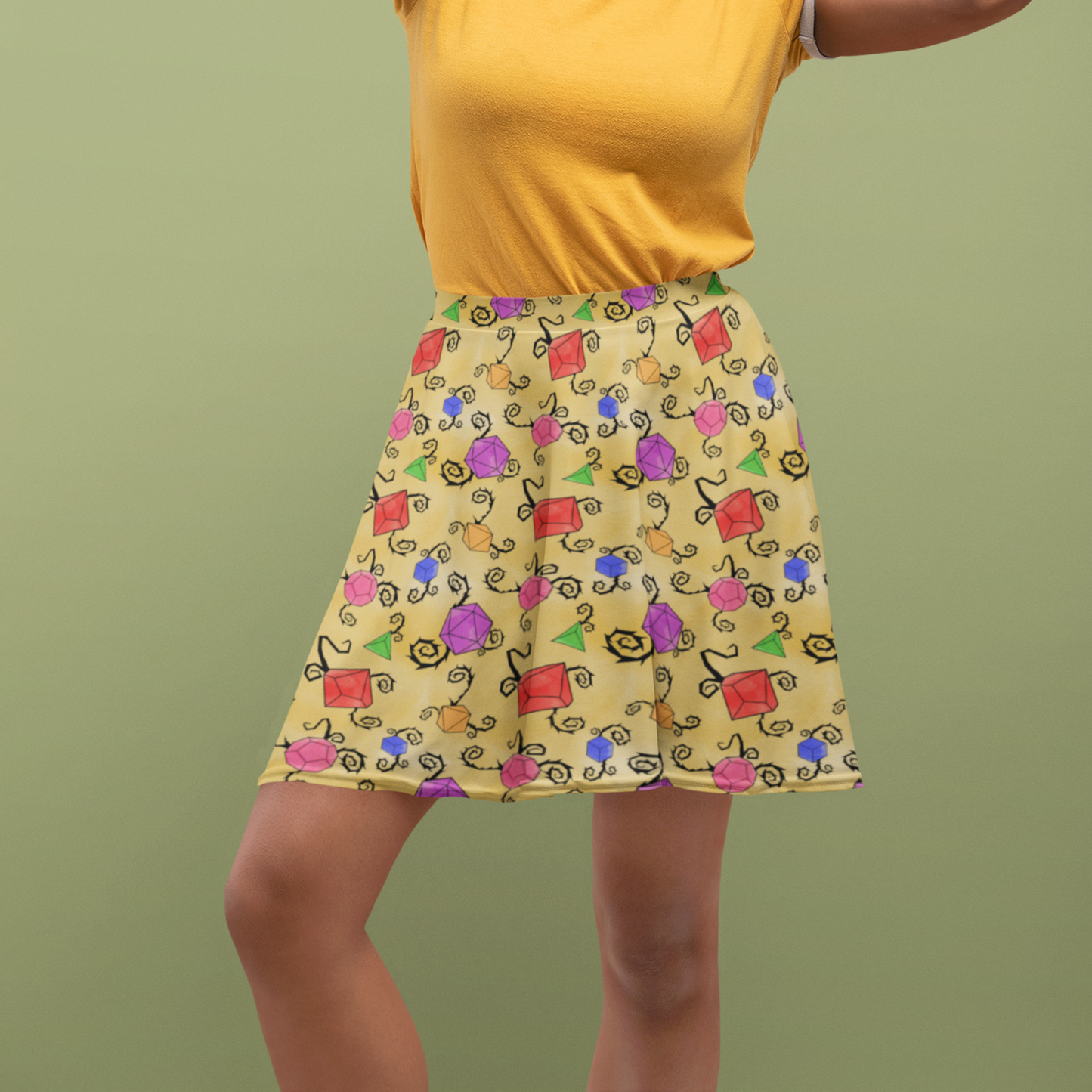 Whimsical Magic Dice Skater Skirt