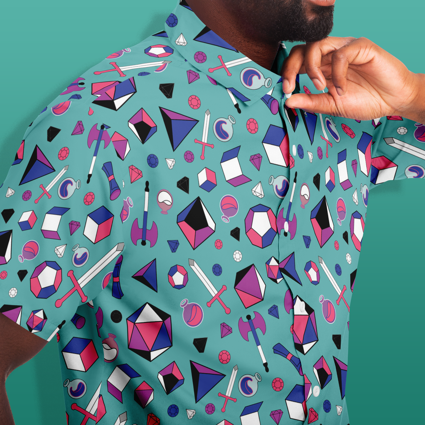 Genderfluid Gamer Button Down