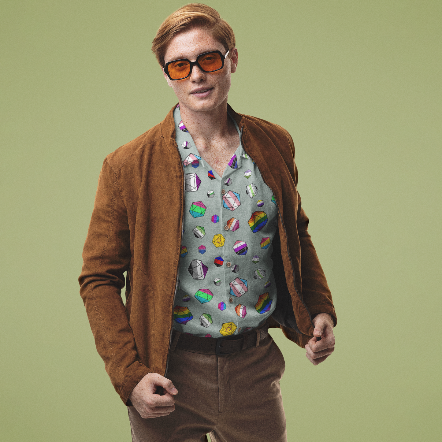 Styled view of Pride Dice Button Down Shirt