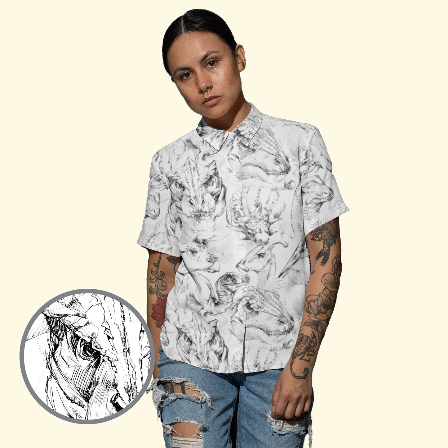 Sketch That Dino Button Down