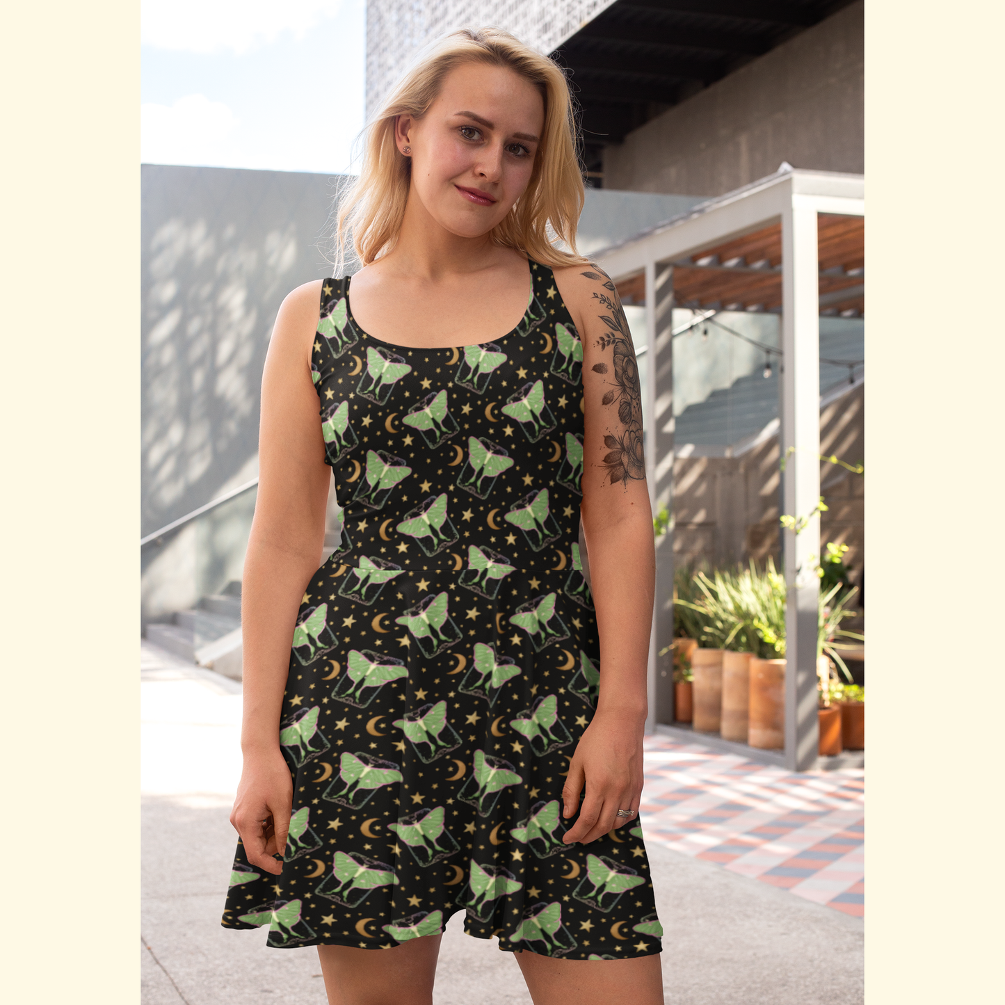 Vintage Luna Moth Skater Dress