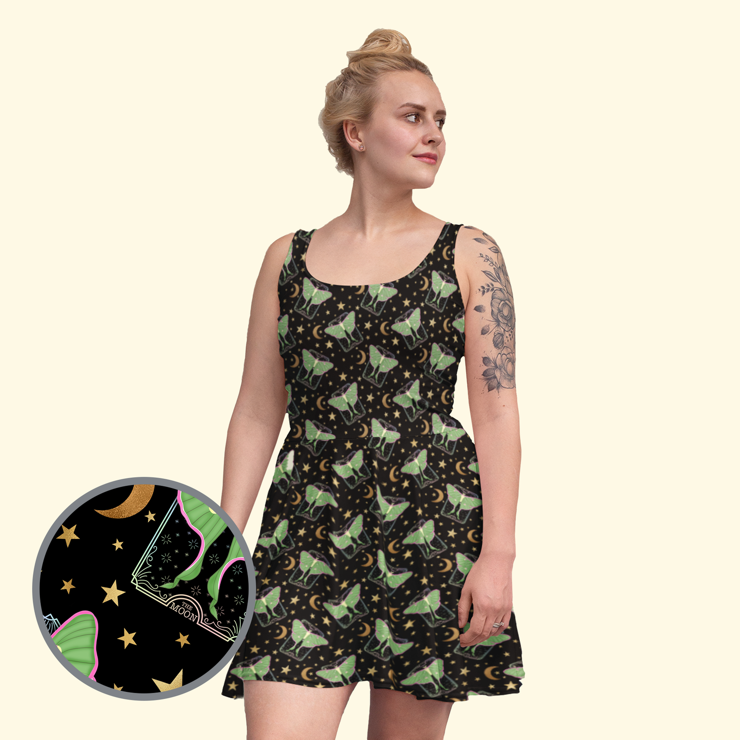 Vintage Luna Moth Skater Dress